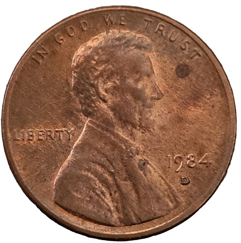 1984 penny DDO FS-102 variety showing subtle doubling on Lincoln's beard and bowtie area
